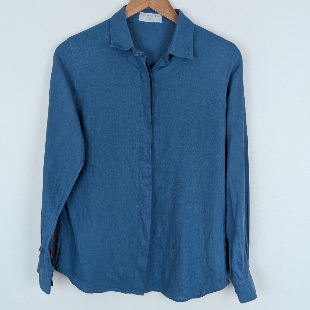 Autori Capresi Capri Paris Handmade Linen Long Sleeve Top
